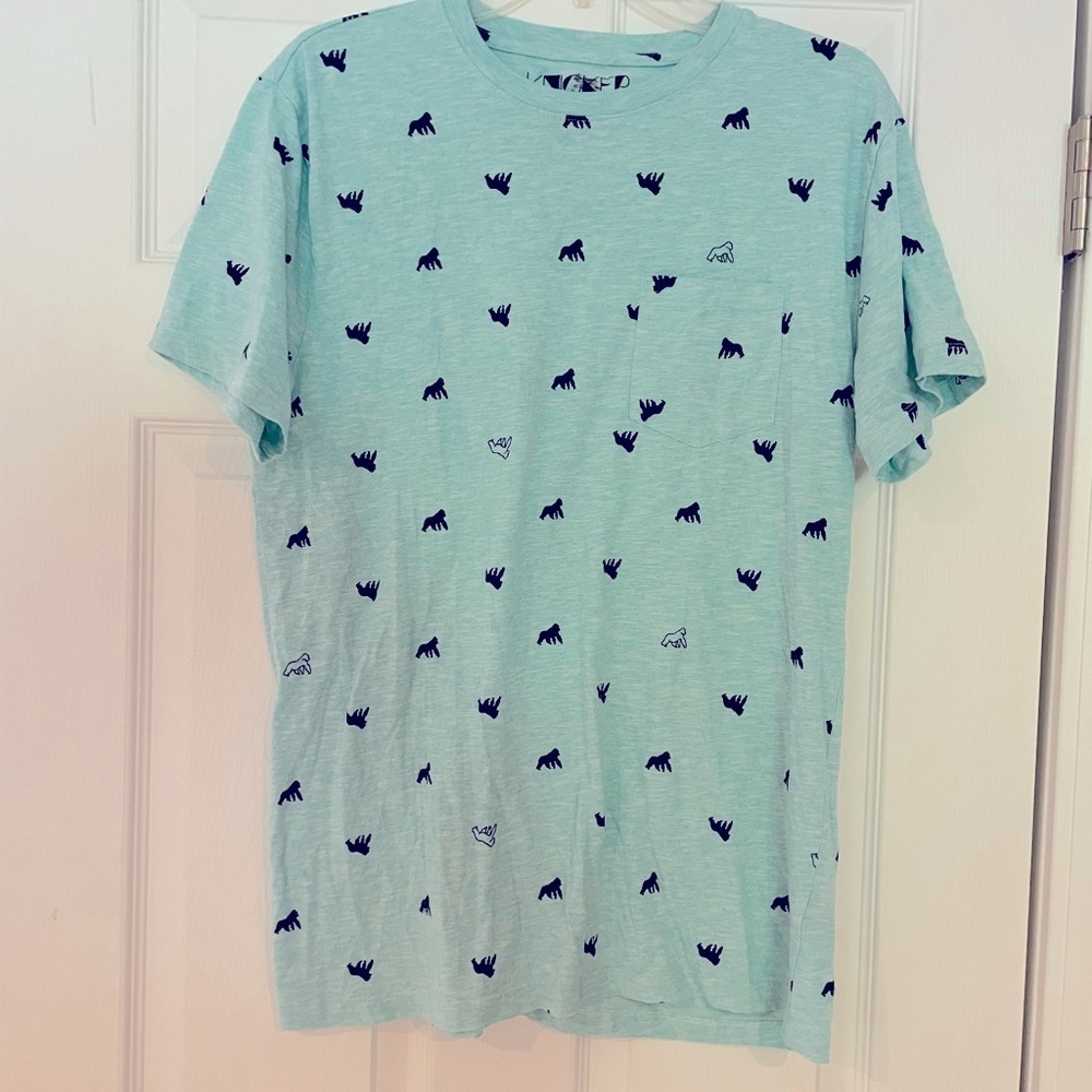 KNICKERBOCKER VINTAGE DESIGN T-SHIRT IN TEAL WITH GORILLA PRINT